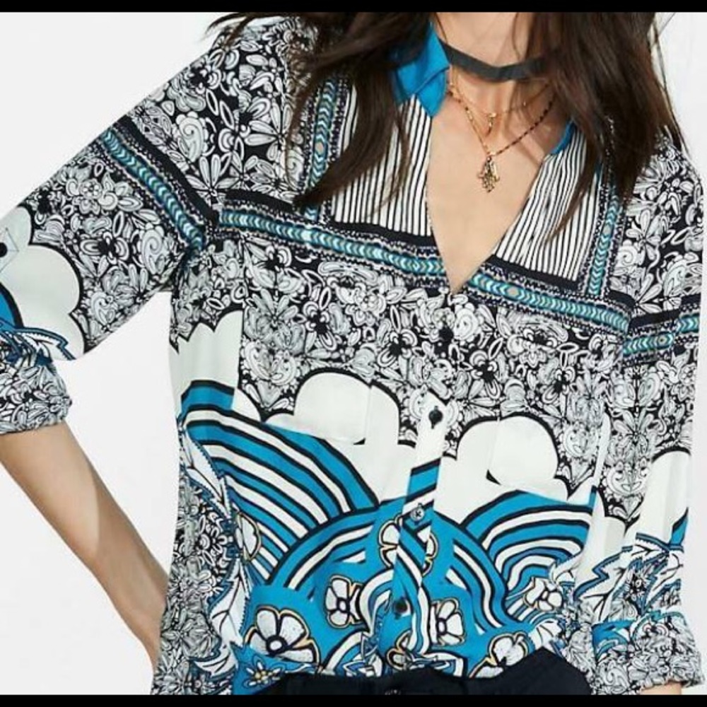 Express | The Portofino Shirt | Teal Floral